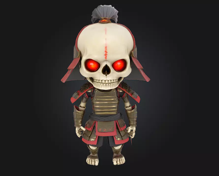Chibi Samurai Skeleton 3D print model_0