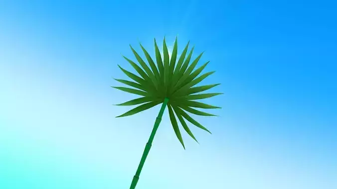 Palm Leave Hand Fan with Bamboo Handle 3D model