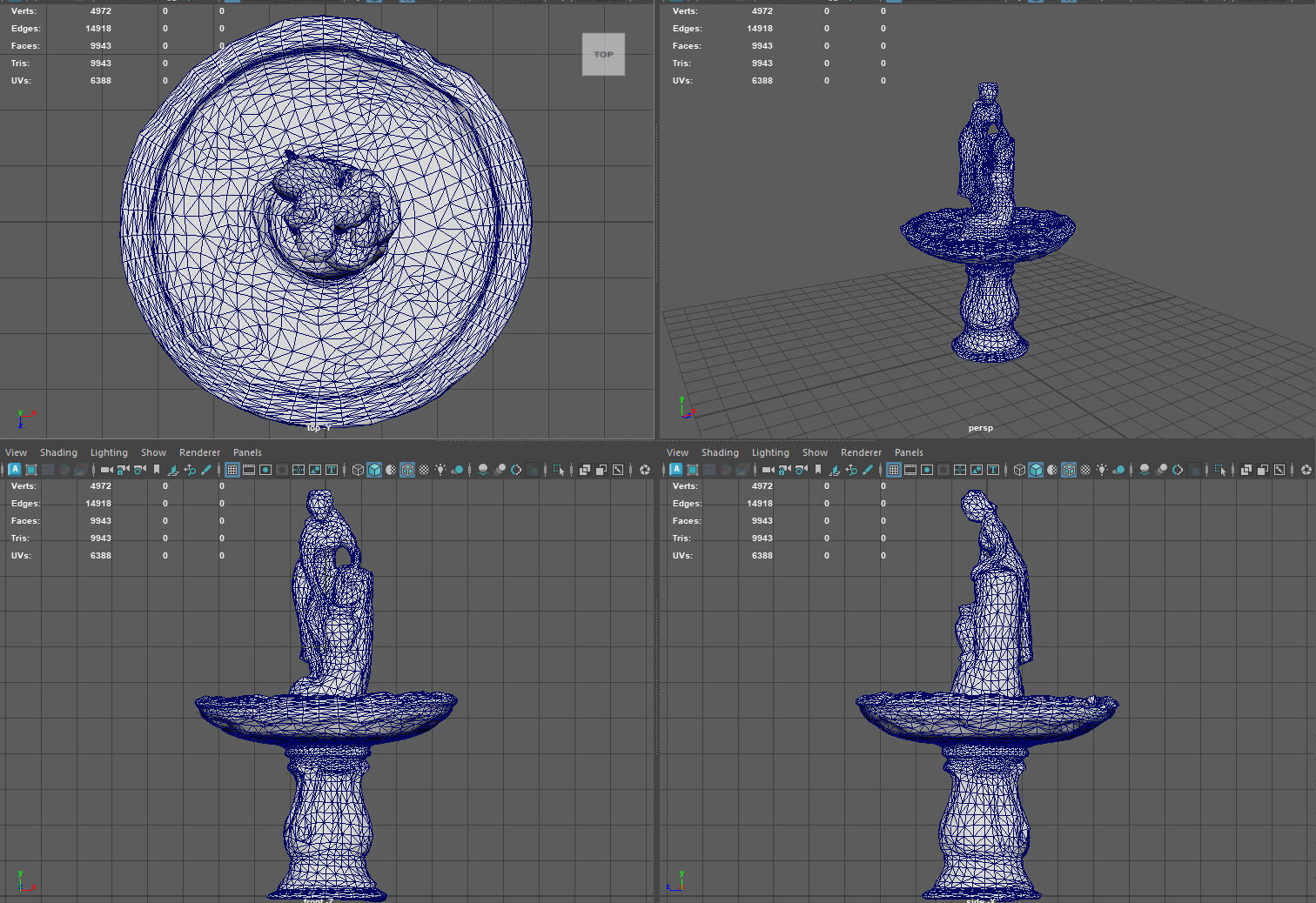 Rustic Lady Water Fountain Sculpture Low-poly 3D model_10