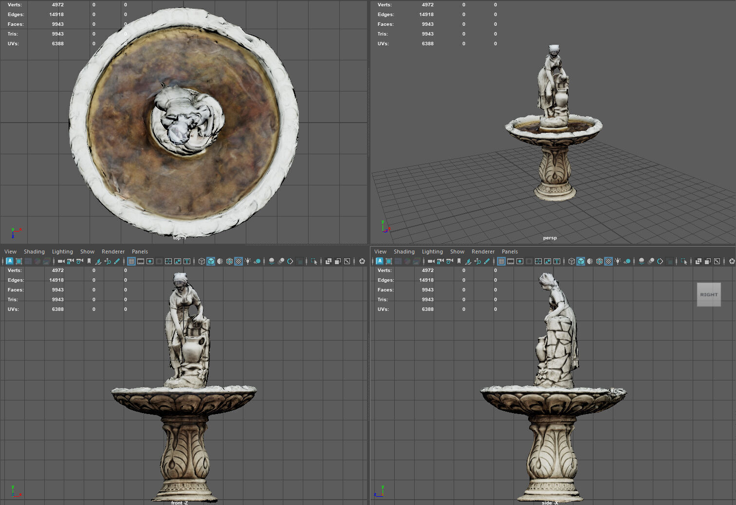 Rustic Lady Water Fountain Sculpture Low-poly 3D model_6