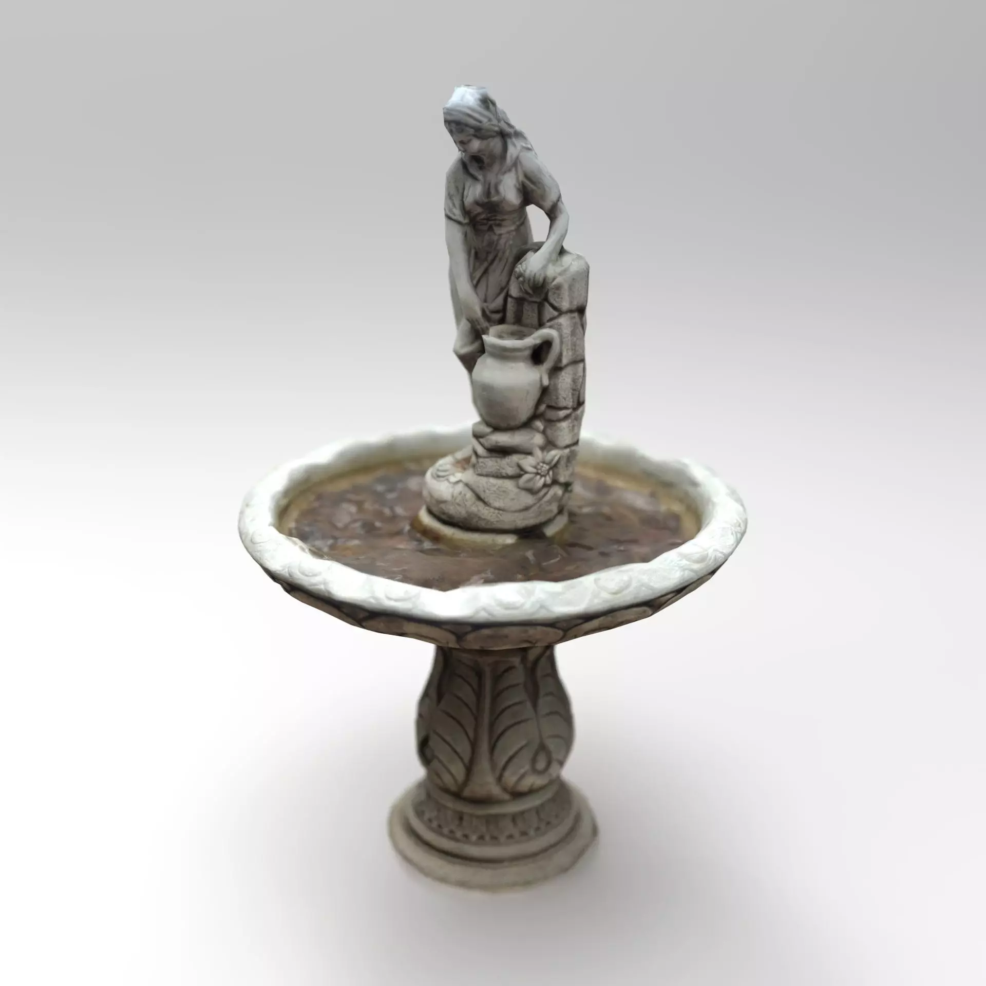 Rustic Lady Water Fountain Sculpture Low-poly 3D model_0
