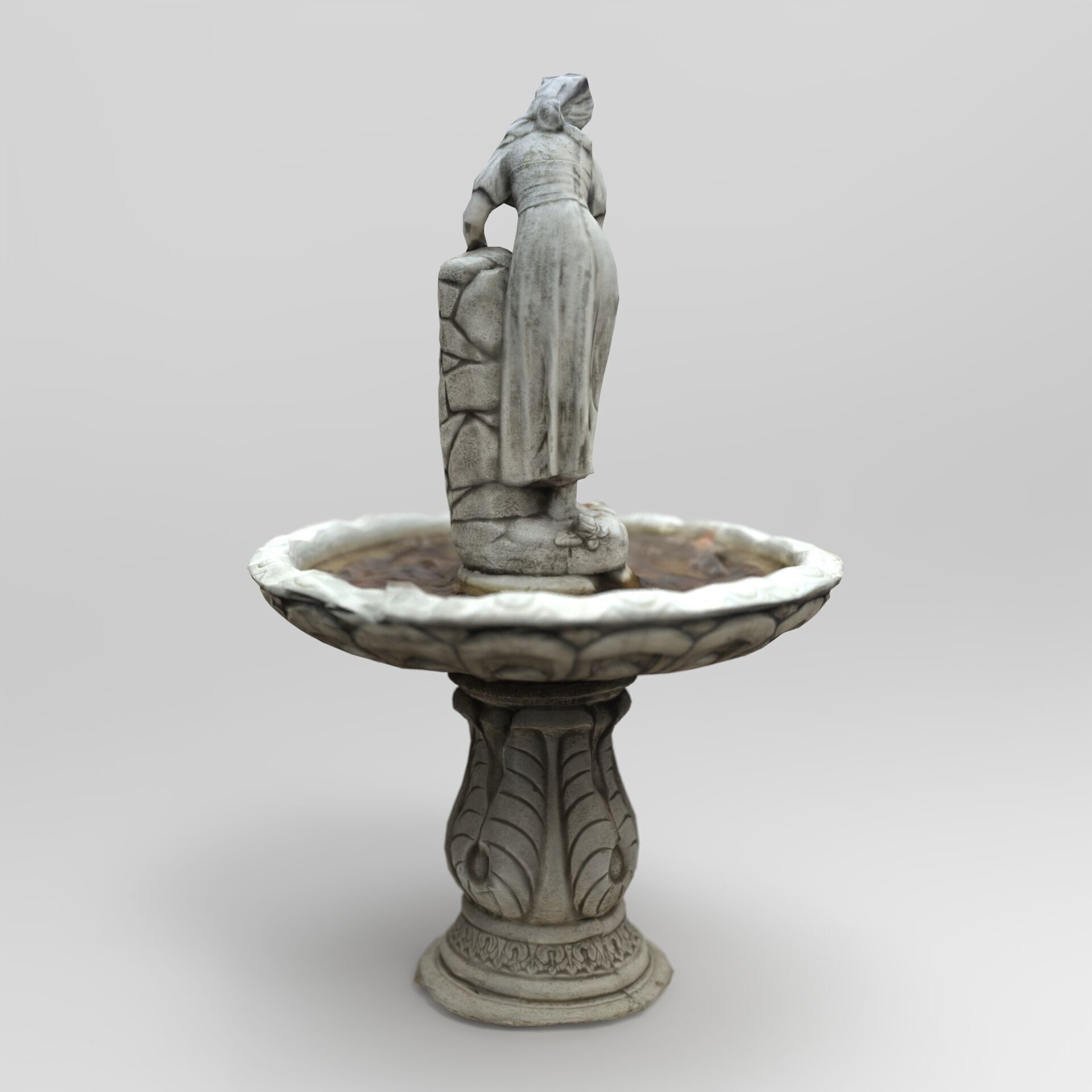 Rustic Lady Water Fountain Sculpture Low-poly 3D model_2