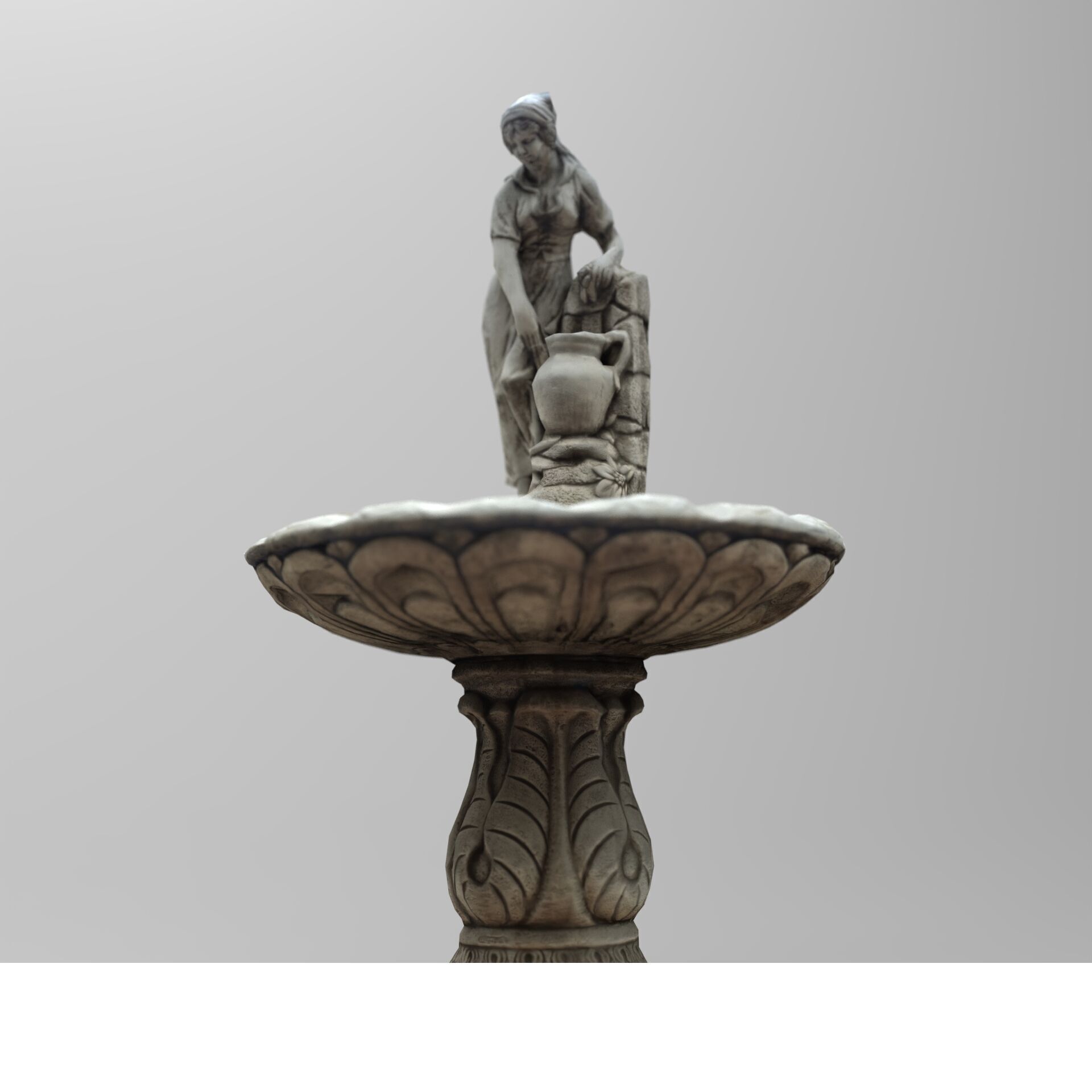 Rustic Lady Water Fountain Sculpture Low-poly 3D model_9