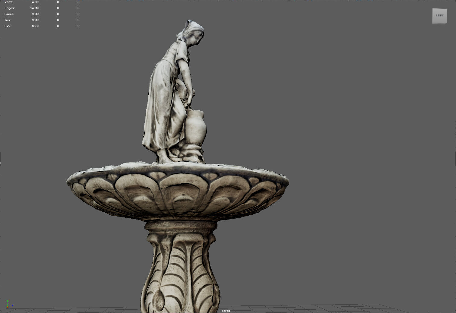 Rustic Lady Water Fountain Sculpture Low-poly 3D model_8