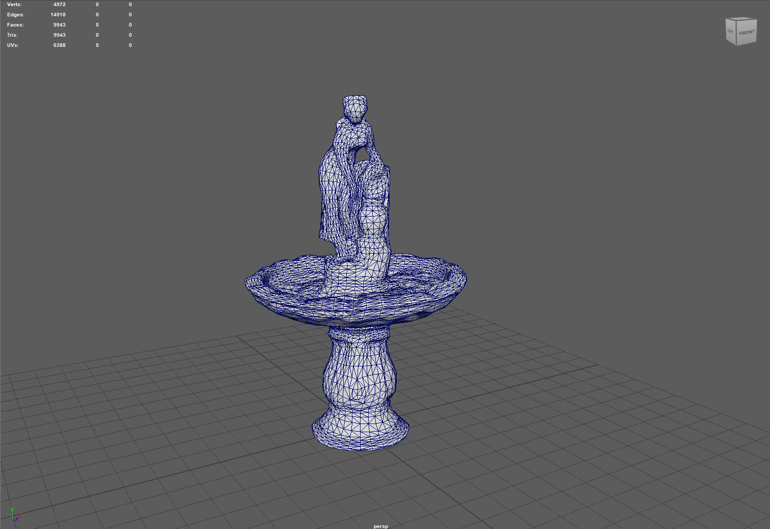 Rustic Lady Water Fountain Sculpture Low-poly 3D model_5
