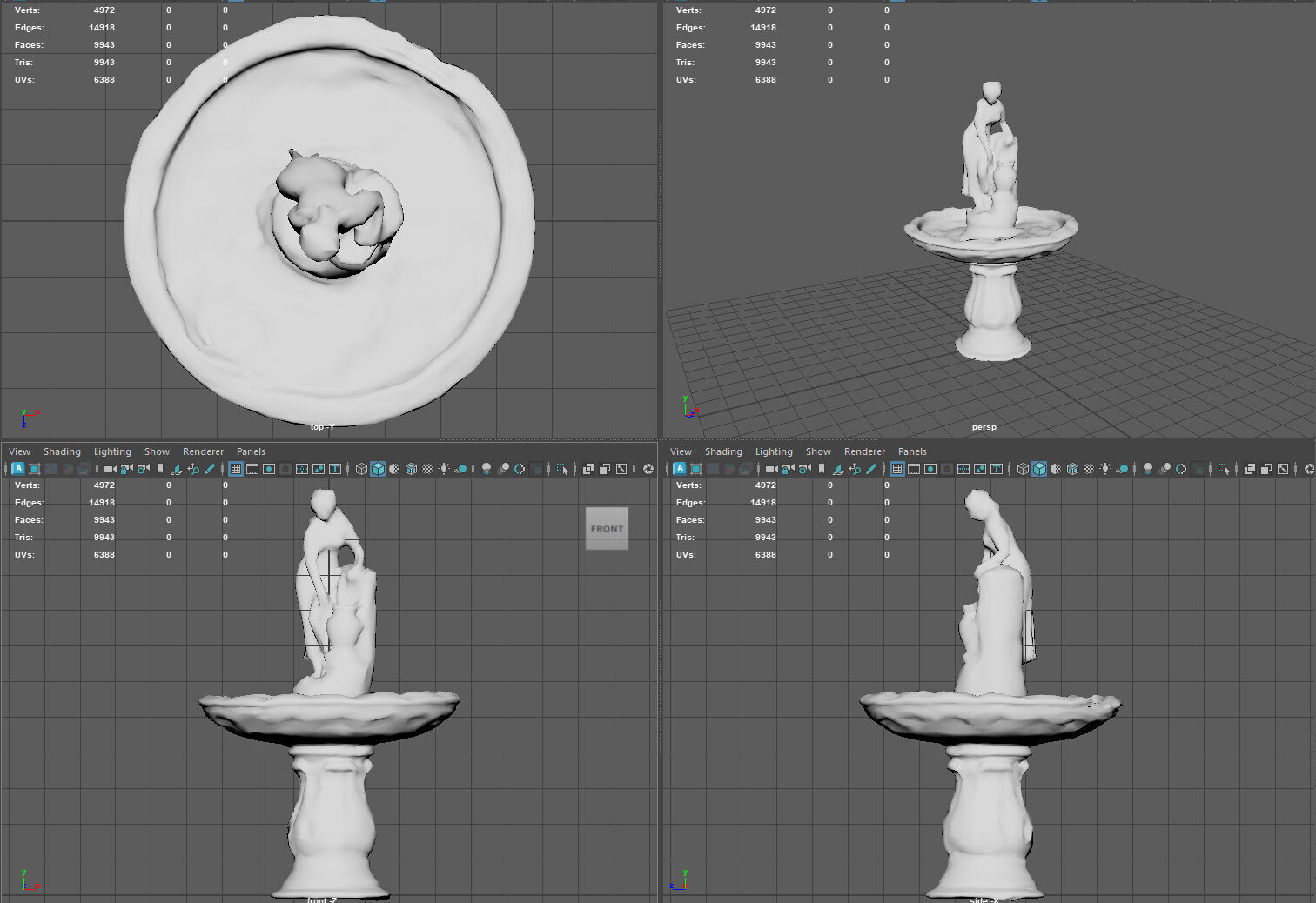 Rustic Lady Water Fountain Sculpture Low-poly 3D model_7