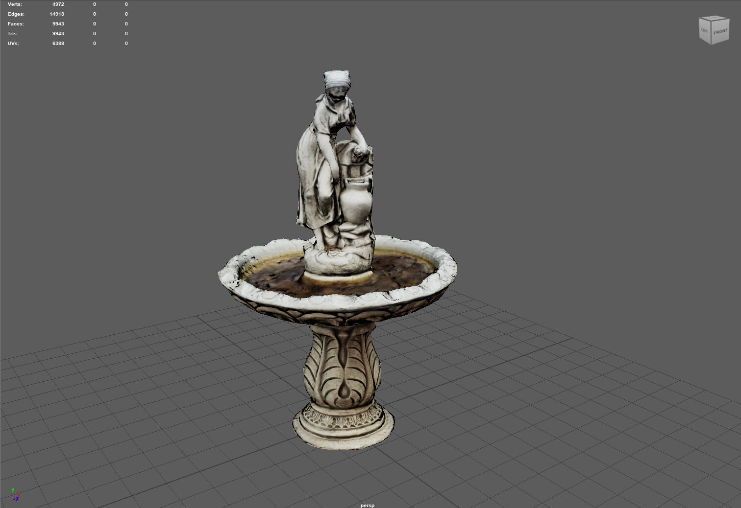 Rustic Lady Water Fountain Sculpture Low-poly 3D model_3