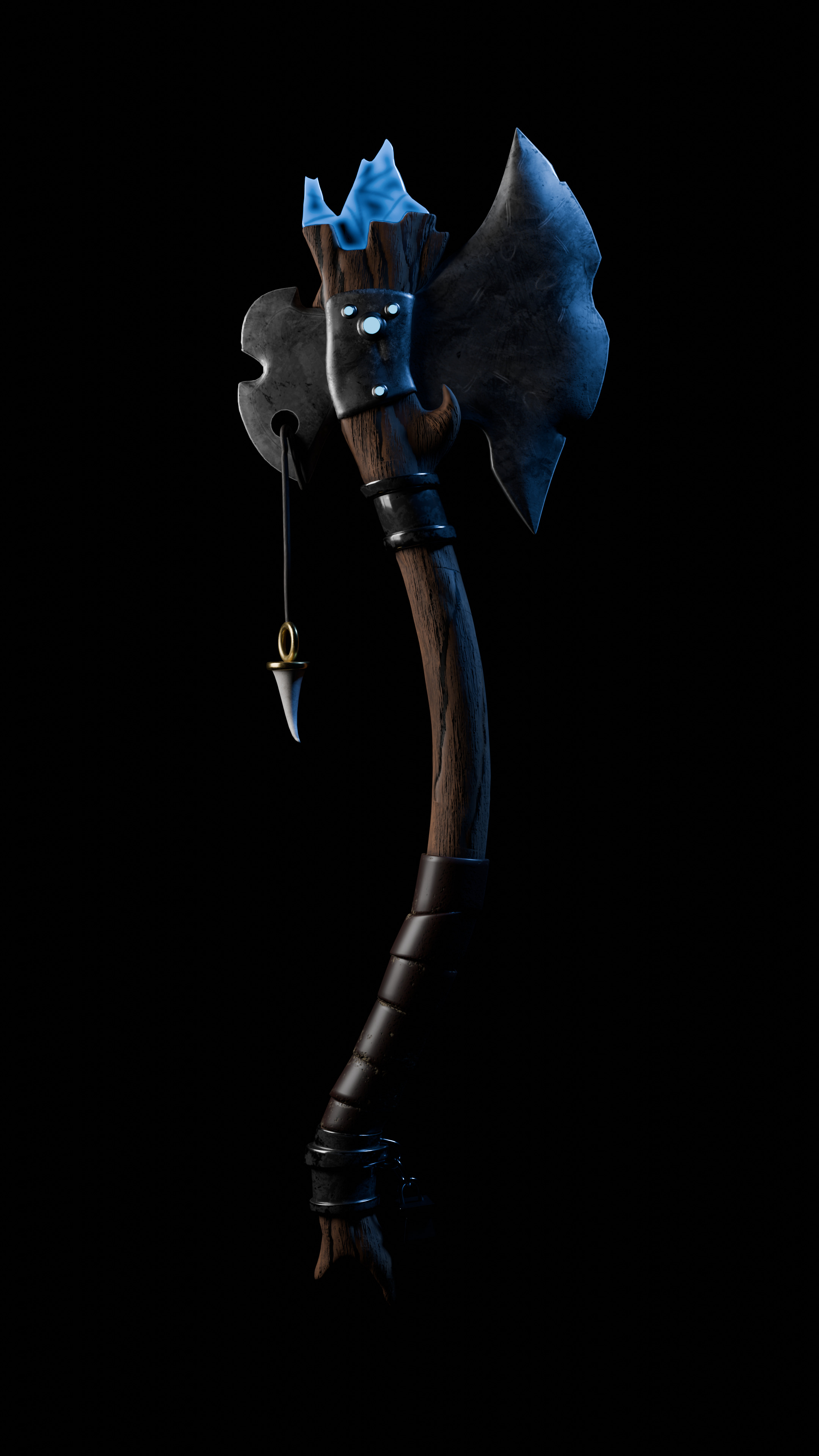 Fantasy semi-realistic AXE Blender 3D model_4