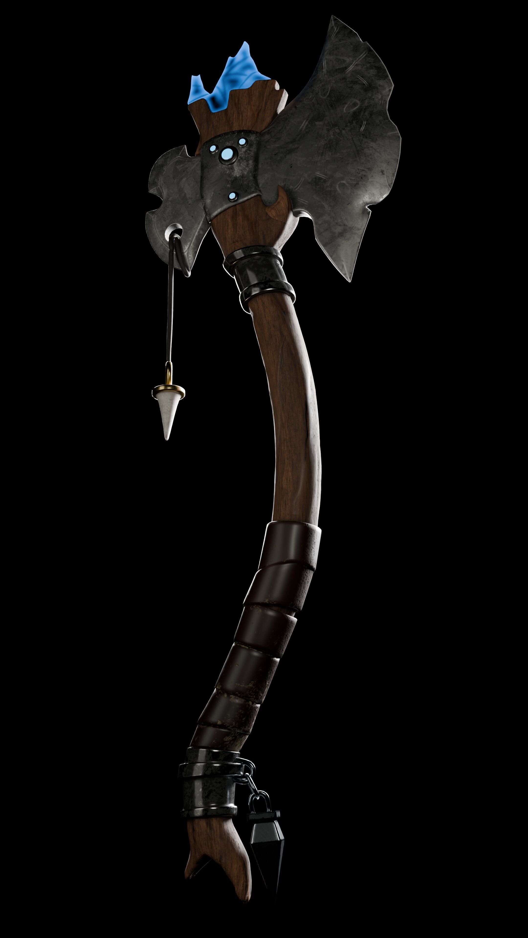 Fantasy semi-realistic AXE Blender 3D model_6