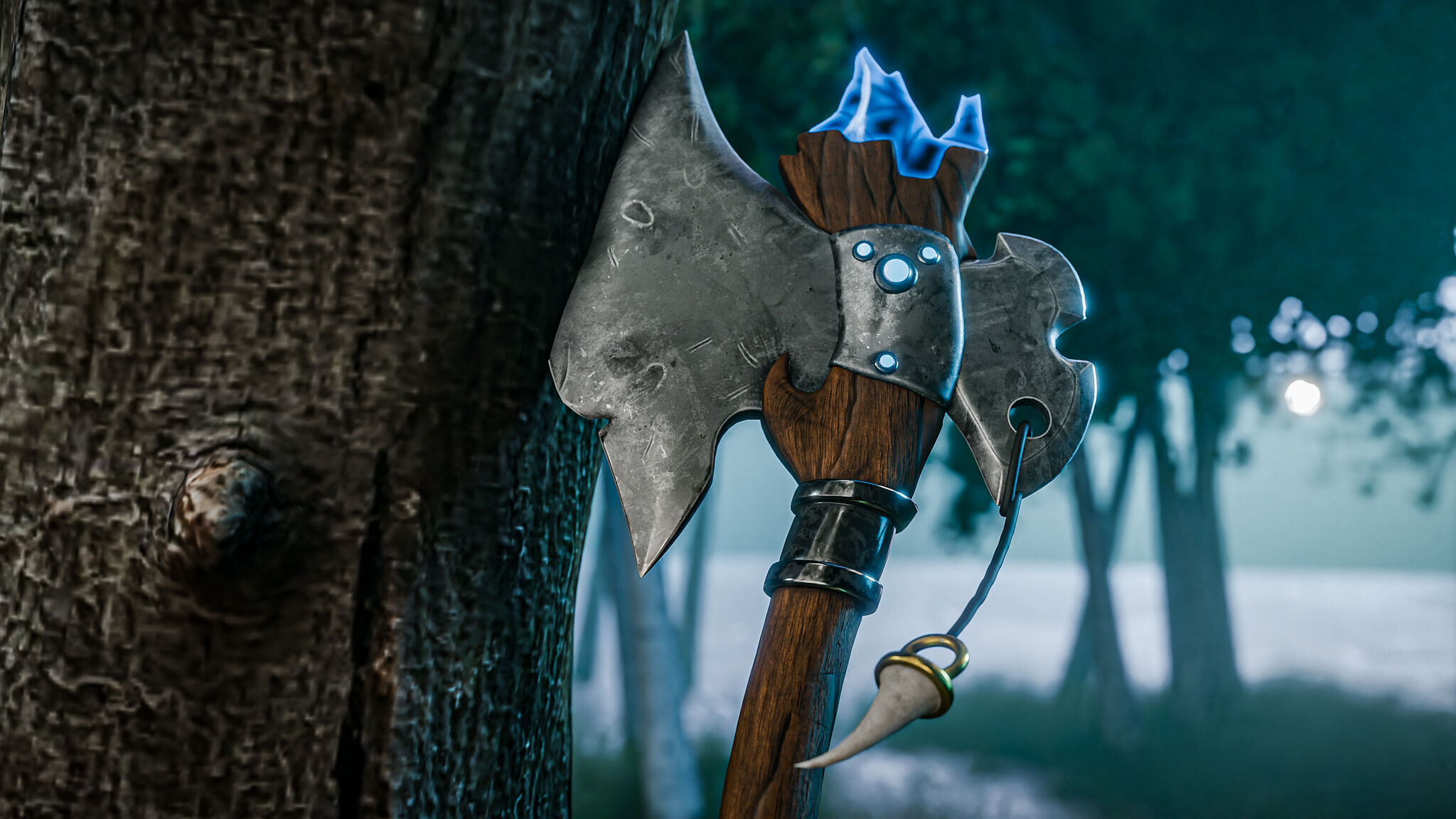 Fantasy semi-realistic AXE Blender 3D model_3