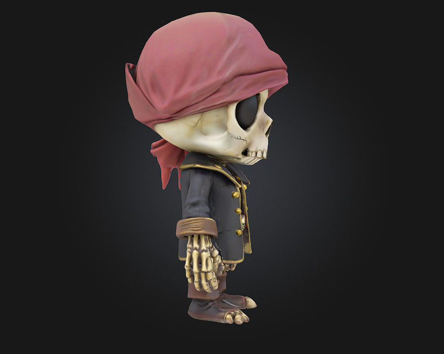 Short Cartoon Undead Buccaneer 3D print model_3