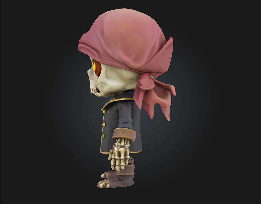 Short Cartoon Undead Buccaneer 3D print model_2