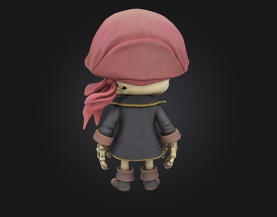 Short Cartoon Undead Buccaneer 3D print model_1