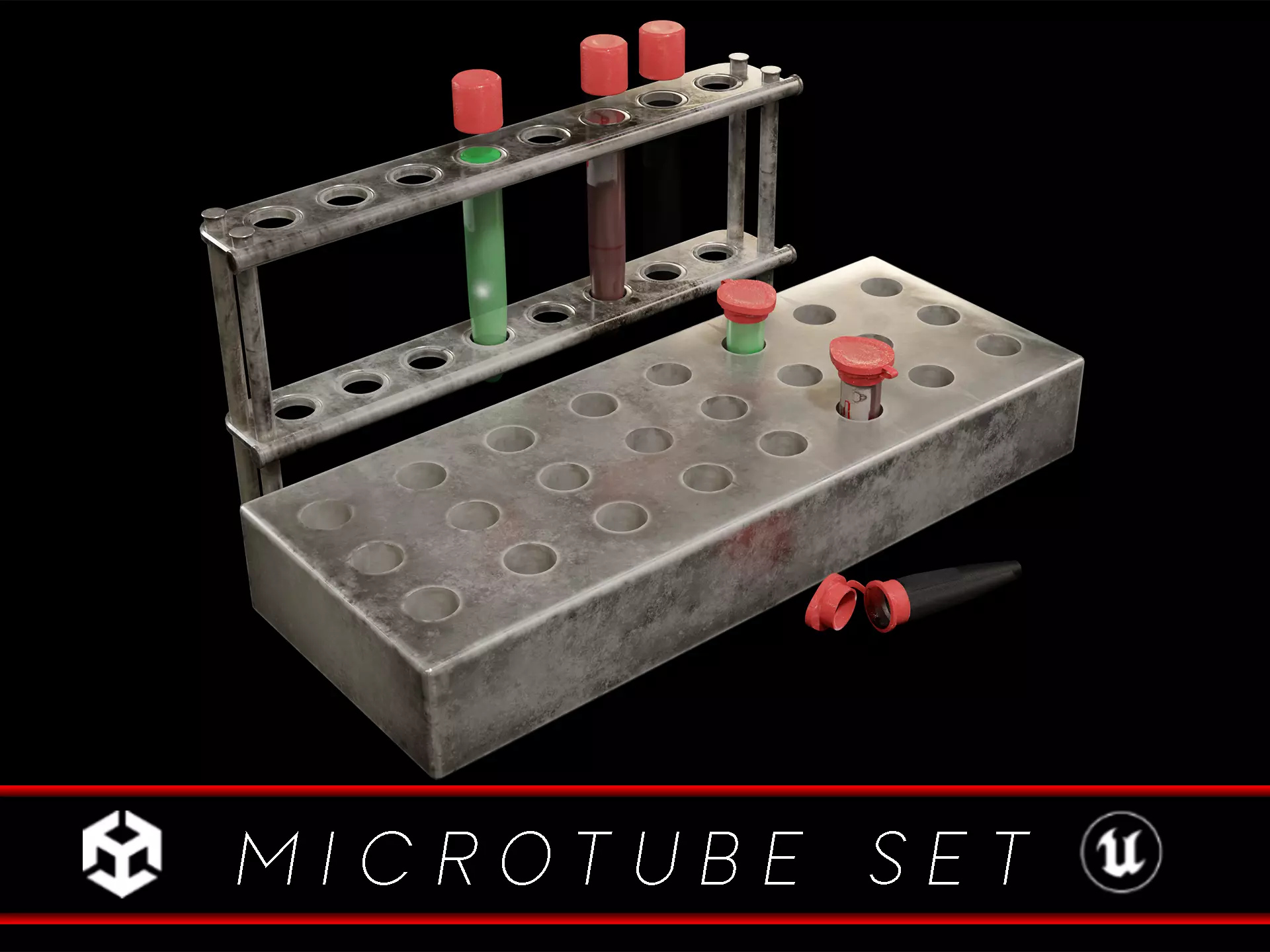 Sci-Fi Microtube Set Low-poly 3D model