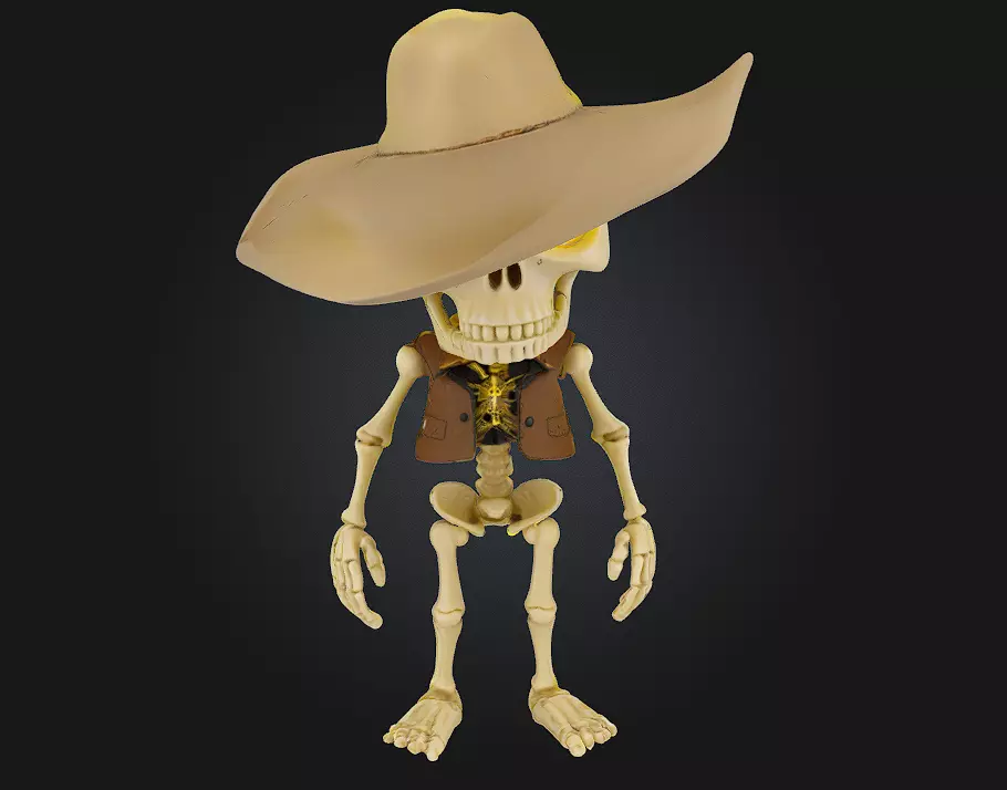 Chibi Cowboy Skeleton 3D print model_0