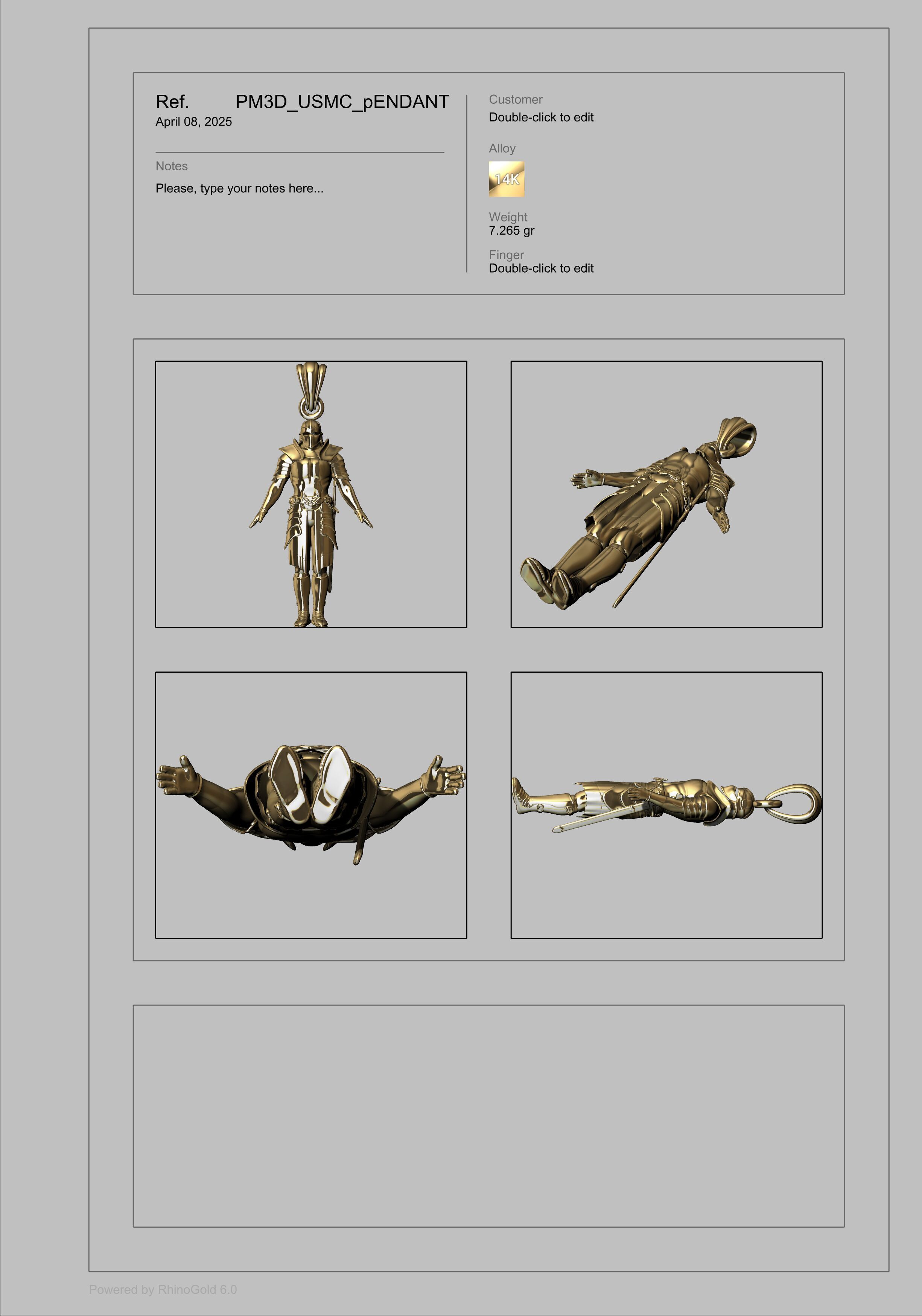 Knight in Shining Armour Pendant 3D print model_29