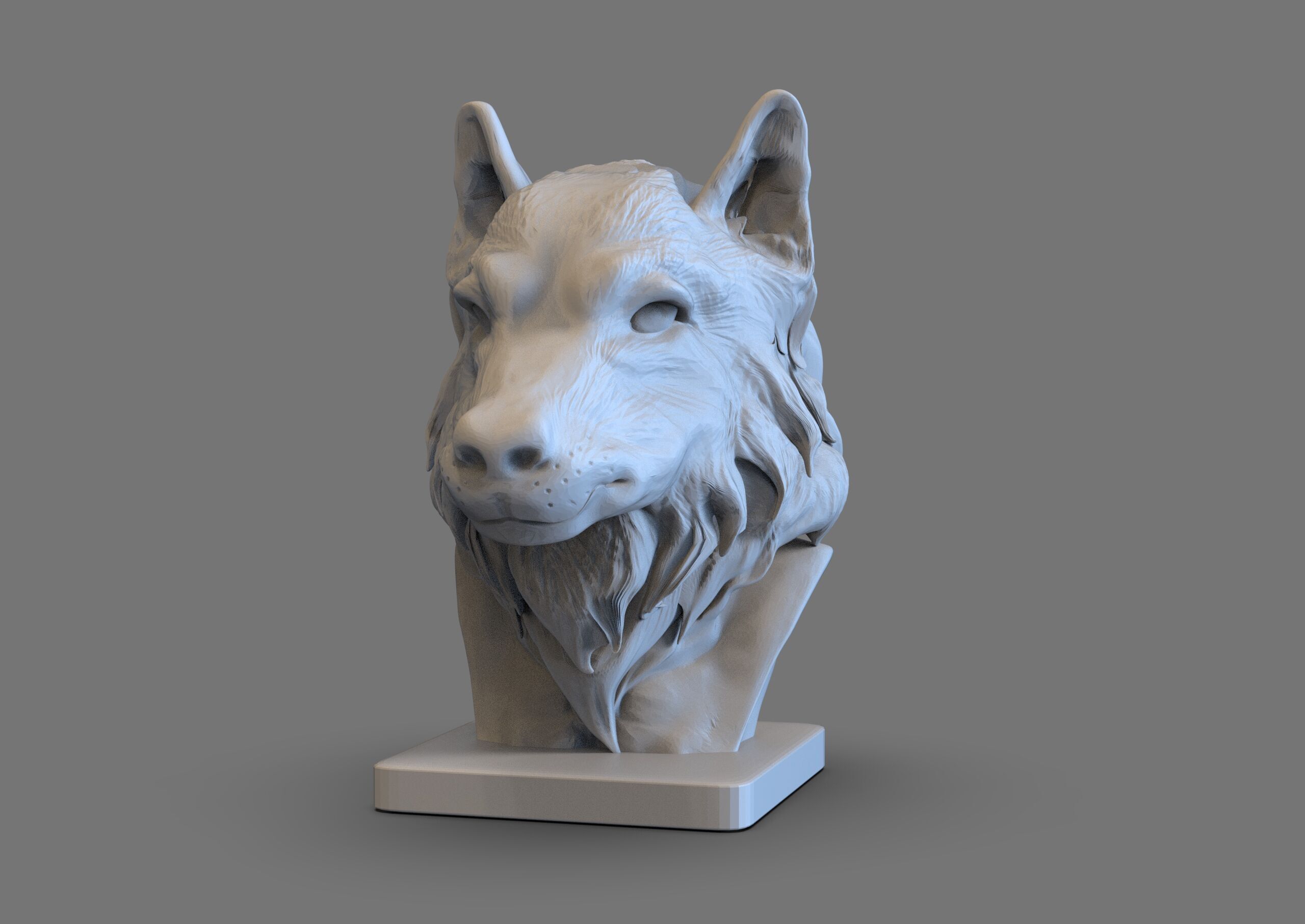 Wolf Head Bust 3D print model_2