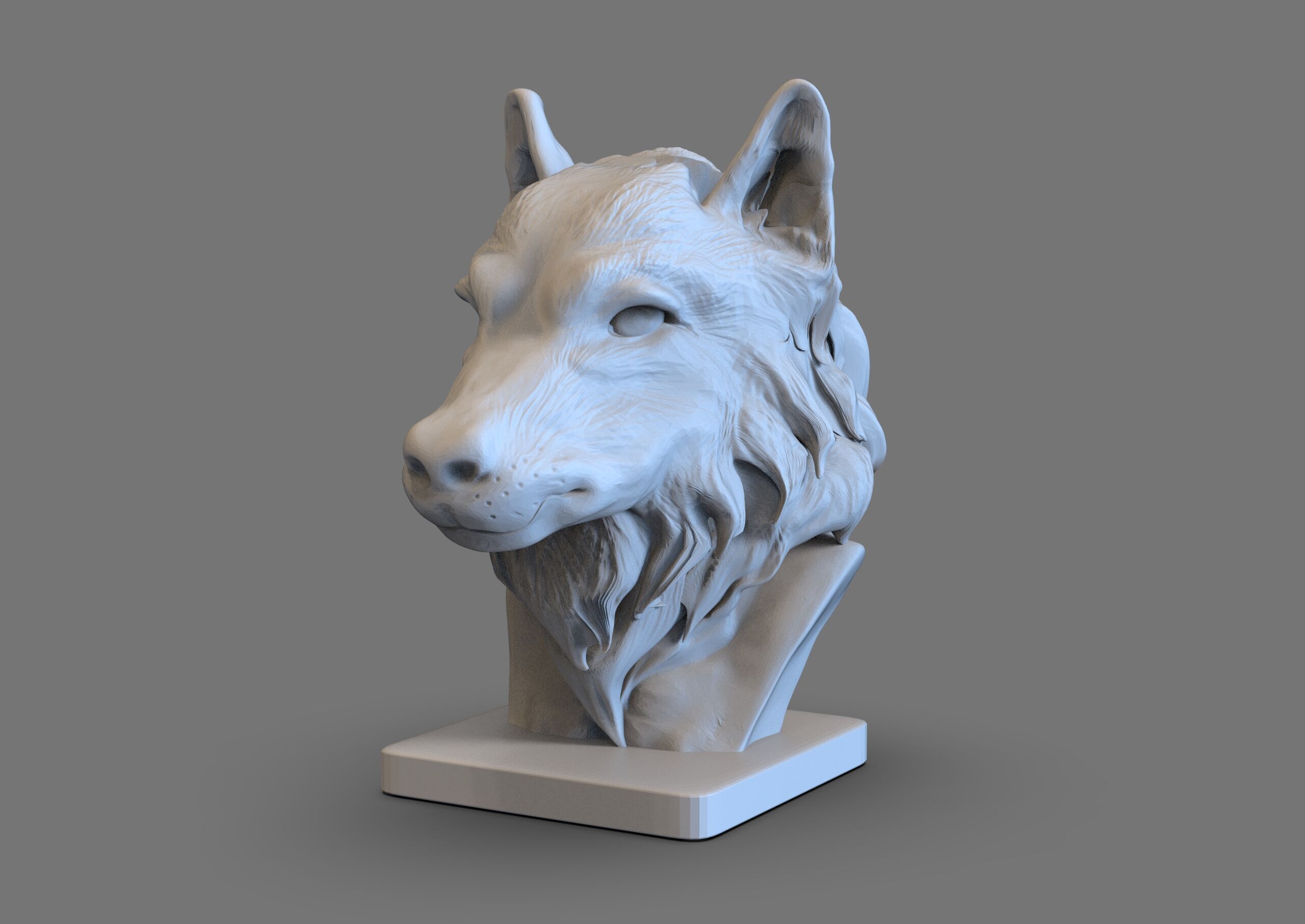 Wolf Head Bust 3D print model_1
