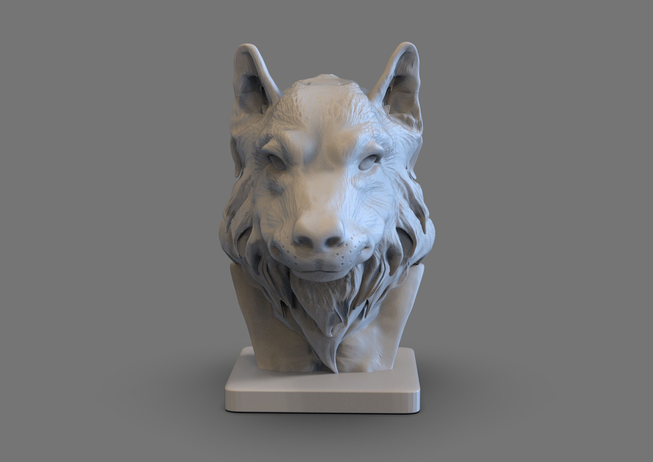 Wolf Head Bust 3D print model_3