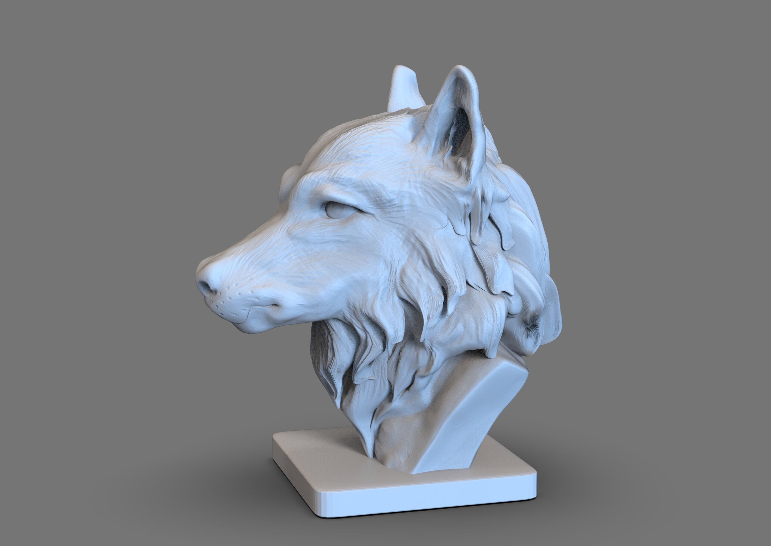 Wolf Head Bust 3D print model_4