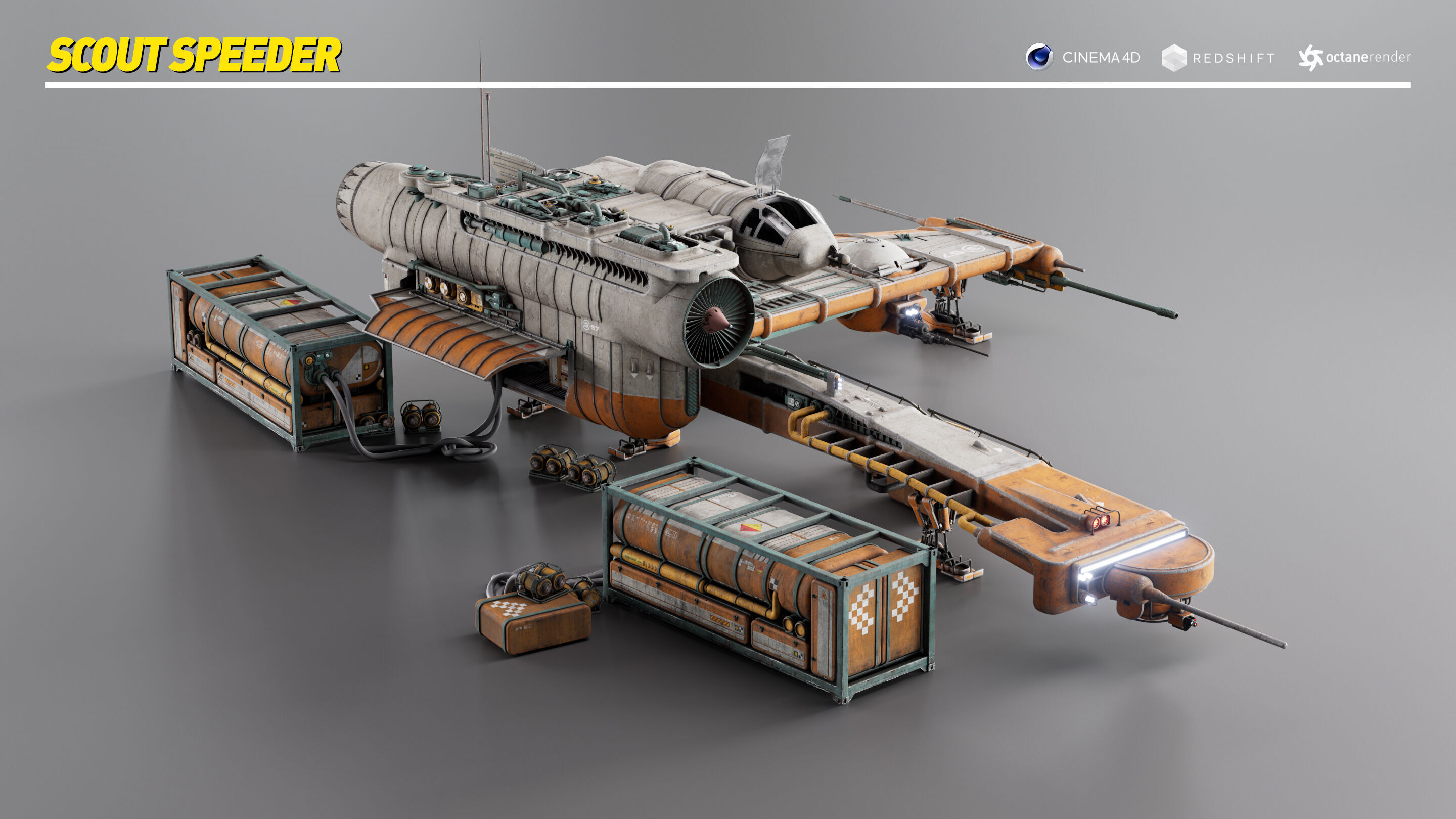 Speeder Vehicle Kitbash Set 3D model_13