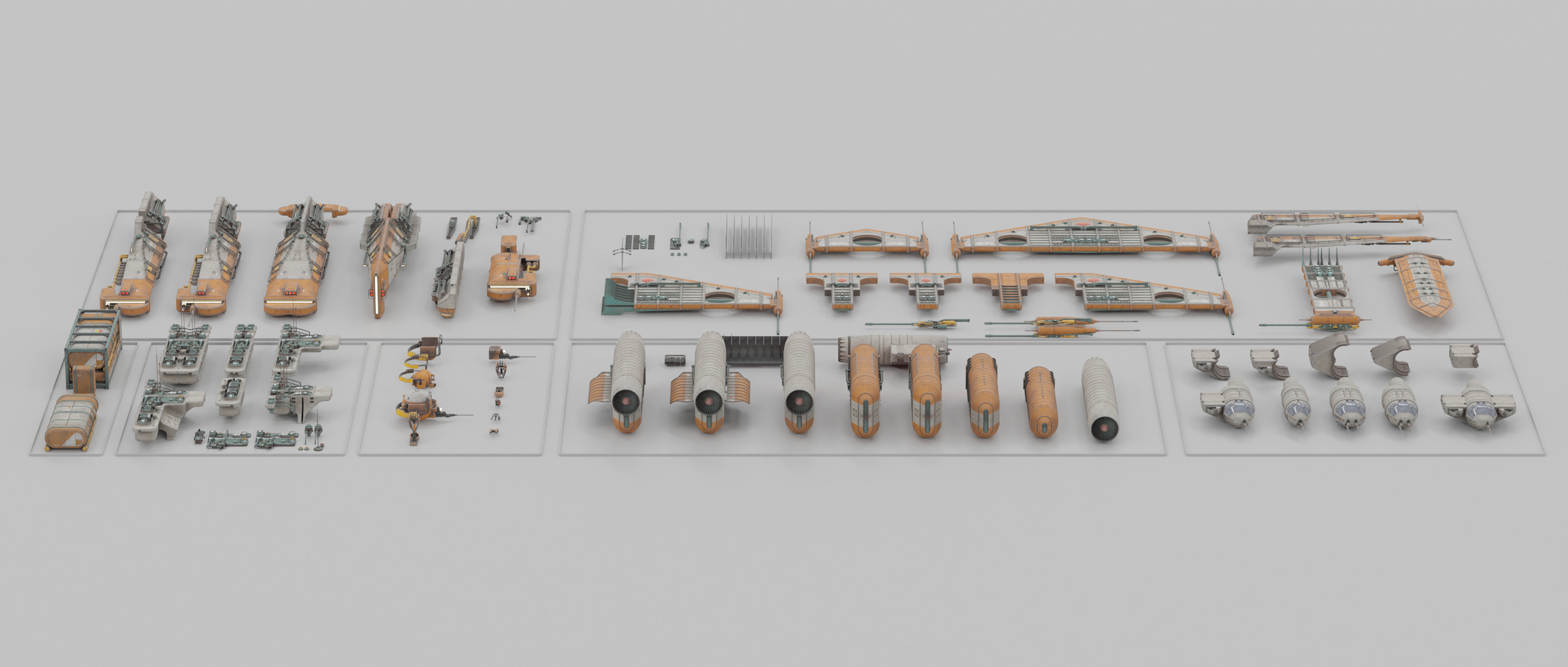 Speeder Vehicle Kitbash Set 3D model_18