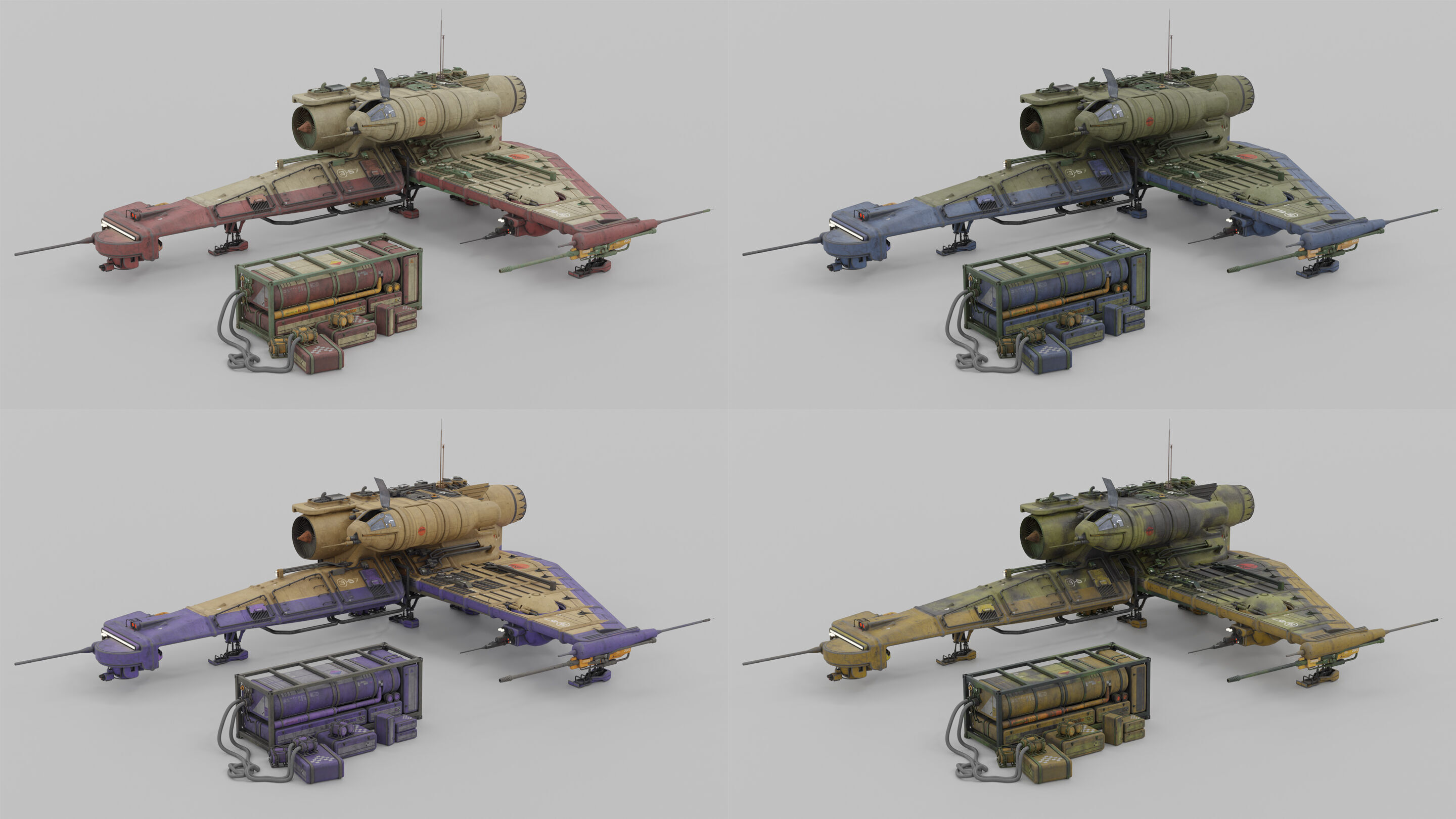 Speeder Vehicle Kitbash Set 3D model_38