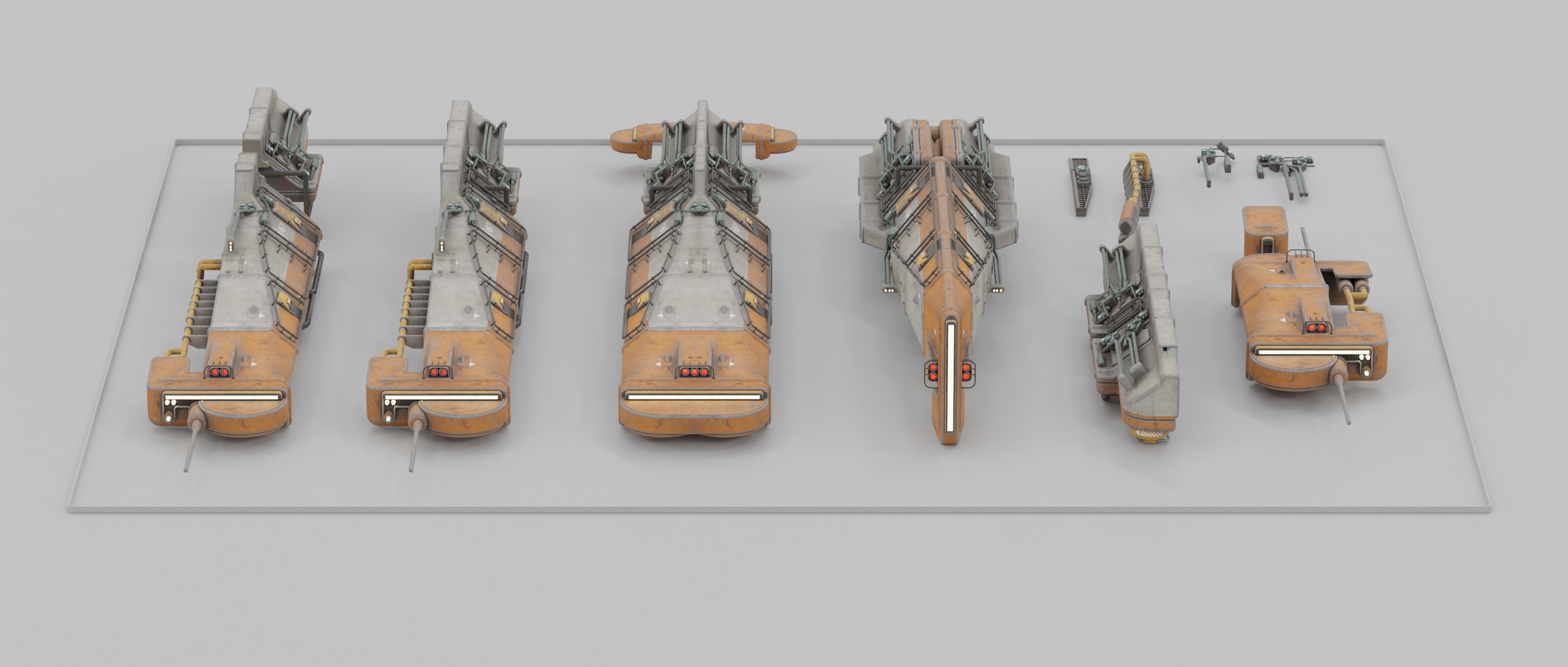 Speeder Vehicle Kitbash Set 3D model_23