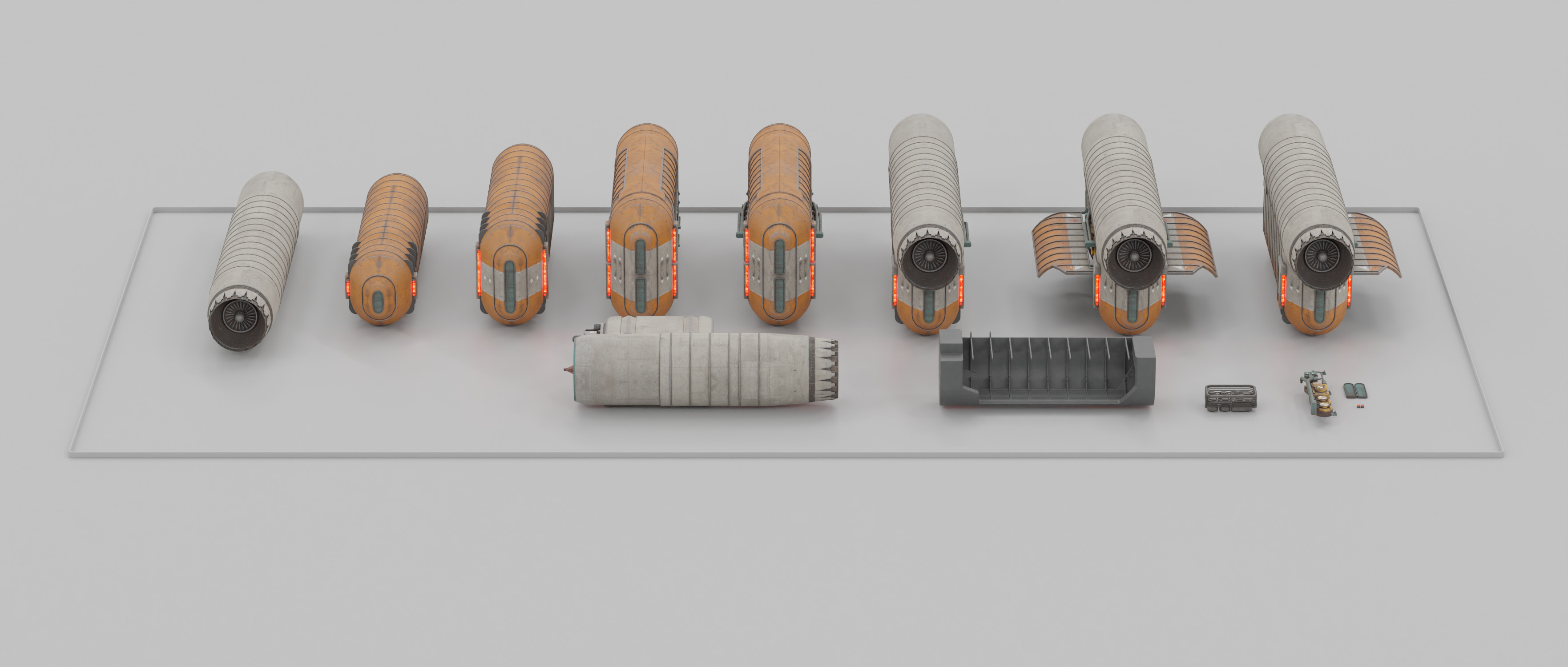 Speeder Vehicle Kitbash Set 3D model_22