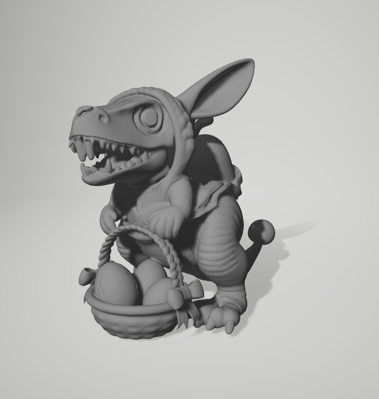 Cute Rabbit Dinosaur Statue with Easter Egg 3D print model_7