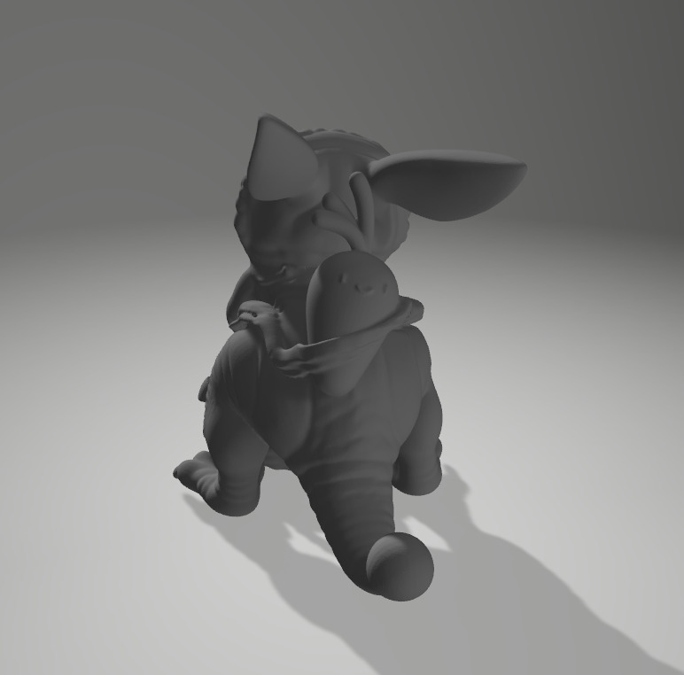 Cute Rabbit Dinosaur Statue with Easter Egg 3D print model_8