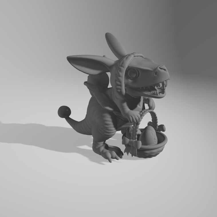 Cute Rabbit Dinosaur Statue with Easter Egg 3D print model_9