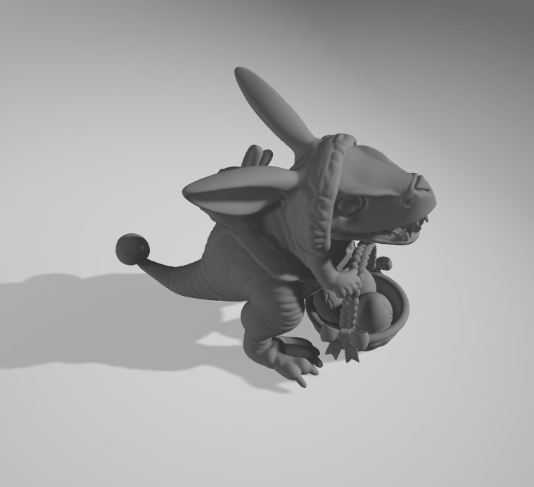 Cute Rabbit Dinosaur Statue with Easter Egg 3D print model_10