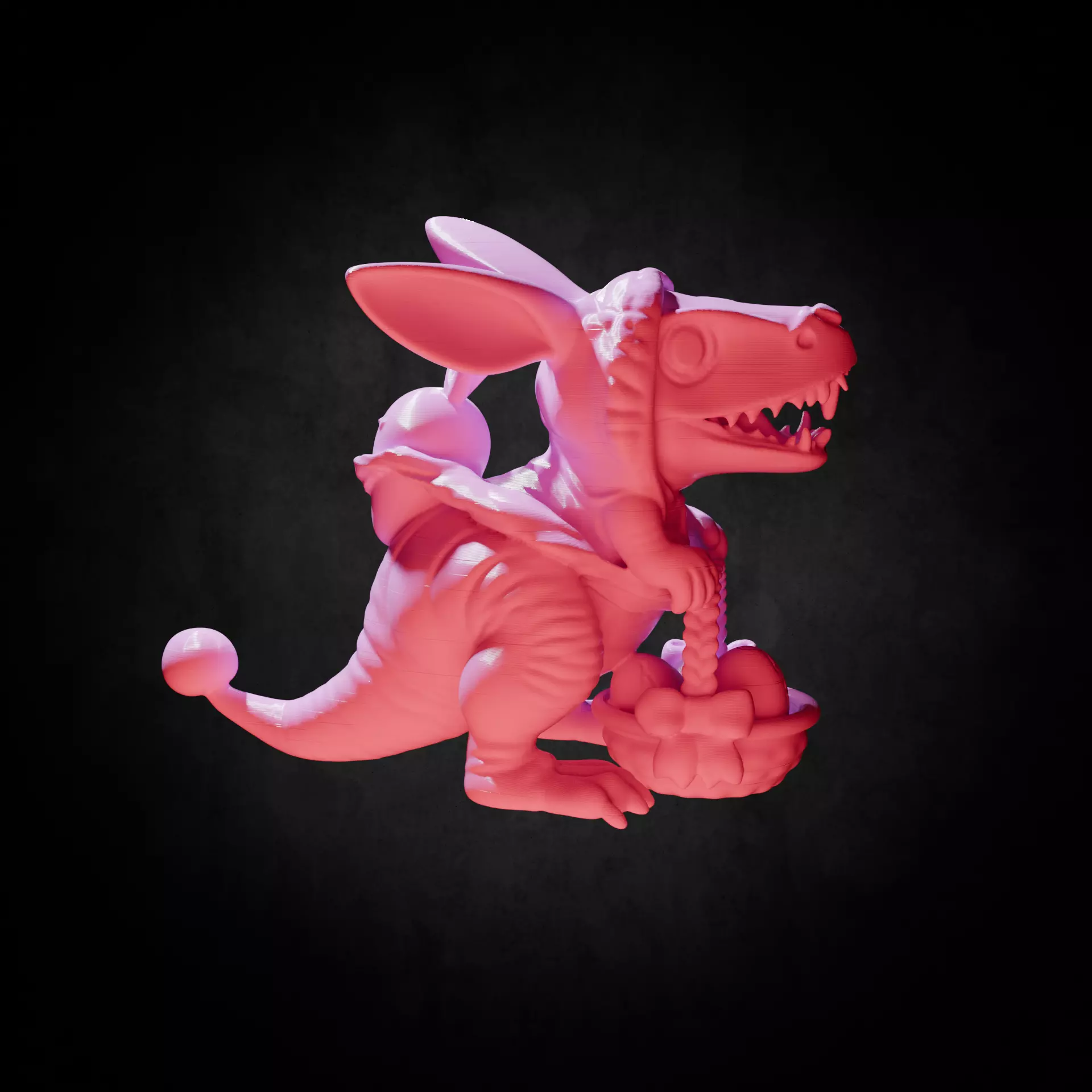 Cute Rabbit Dinosaur Statue with Easter Egg 3D print model_0
