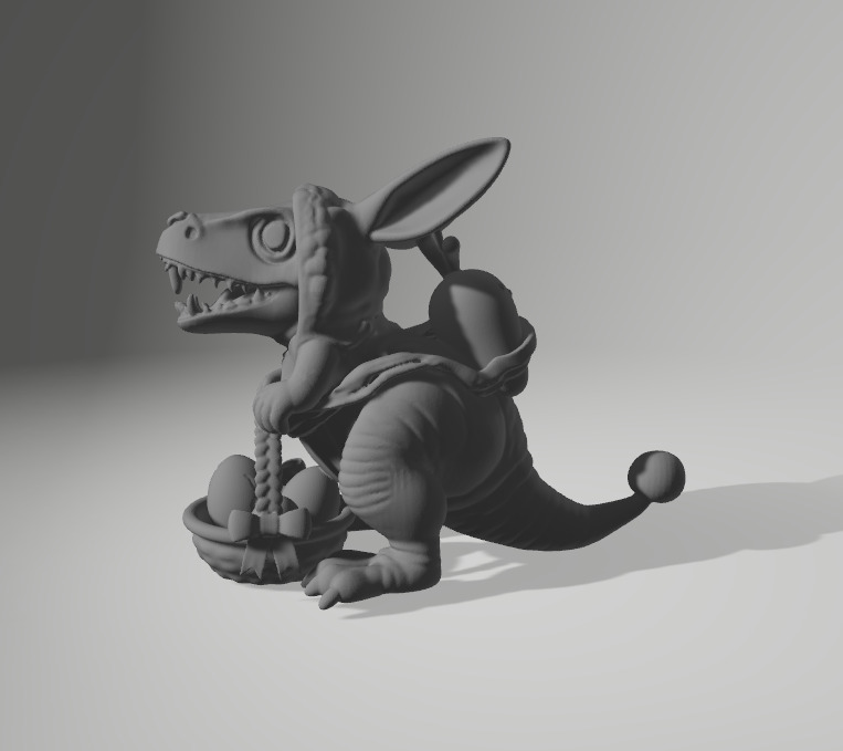 Cute Rabbit Dinosaur Statue with Easter Egg 3D print model_3