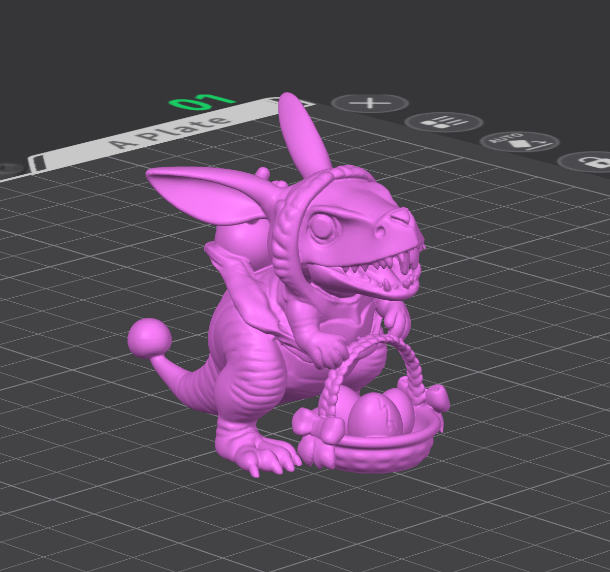 Cute Rabbit Dinosaur Statue with Easter Egg 3D print model_5
