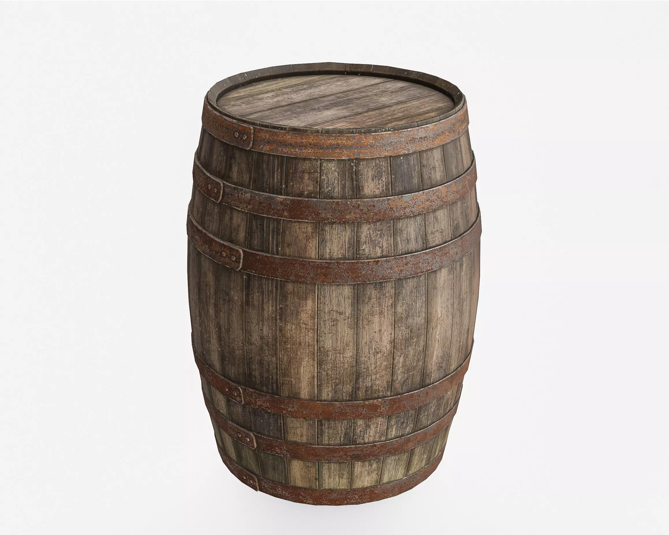 Old wooden barrel Low-poly 3D model