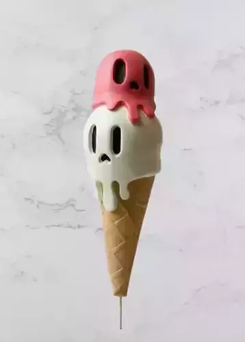 Ice Cream Skull Figure Fan Art Toy  3D print model