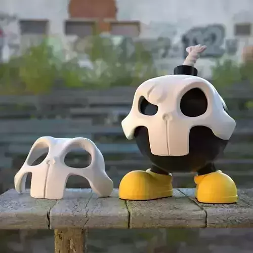 Skull Mask Bomb Figure Fan Art Toy 