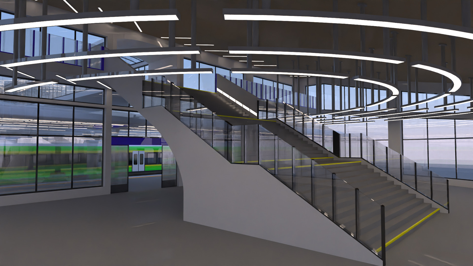 Station with Stadler Flirt II 3D model_7