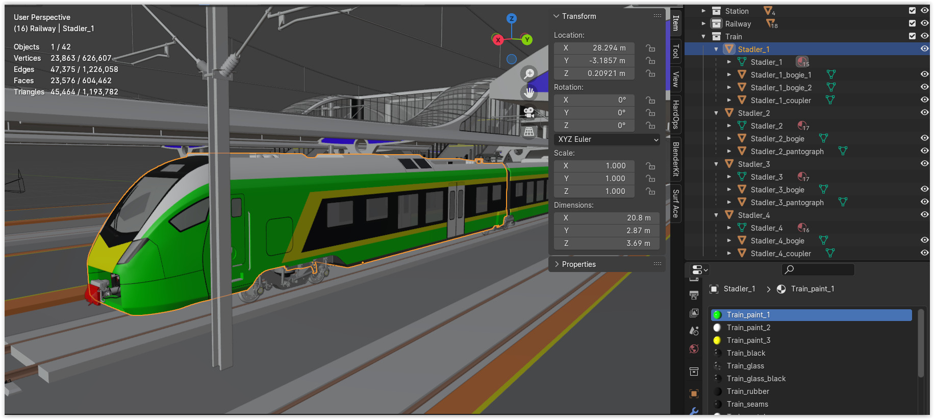 Station with Stadler Flirt II 3D model_11