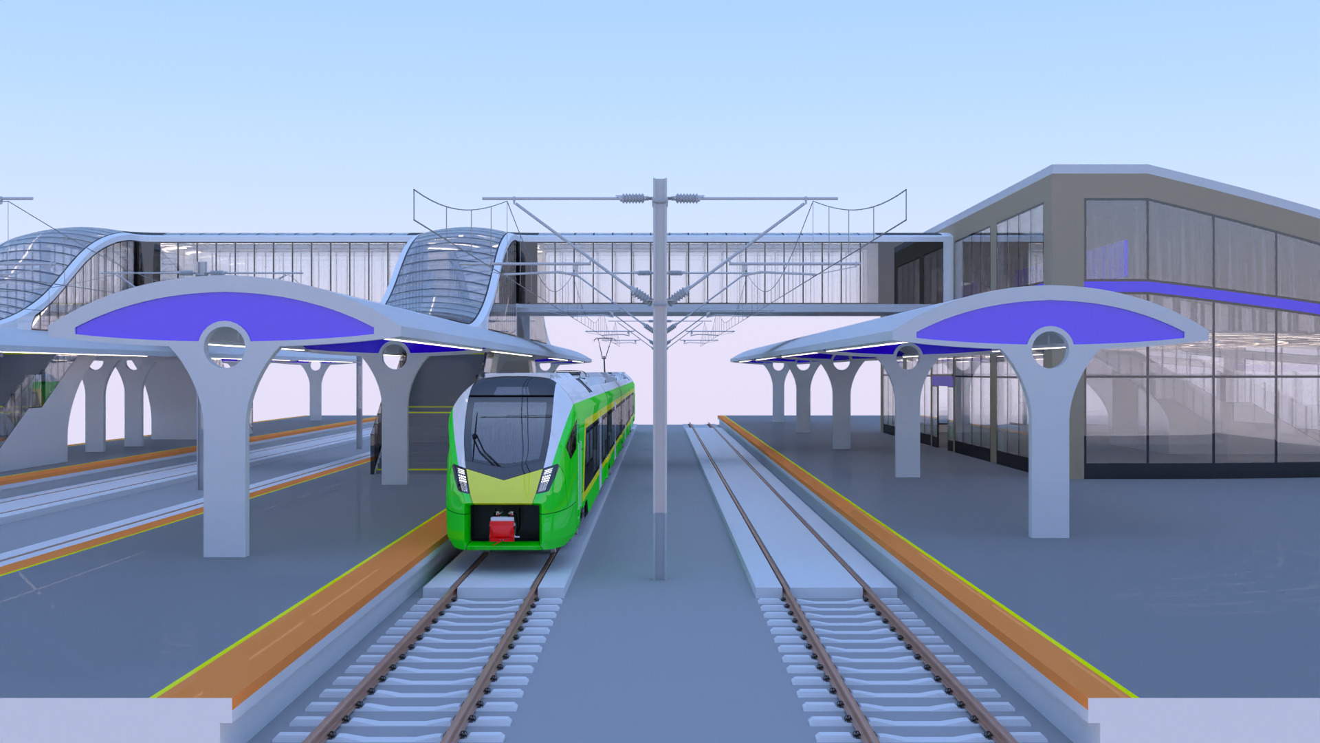 Station with Stadler Flirt II 3D model_2