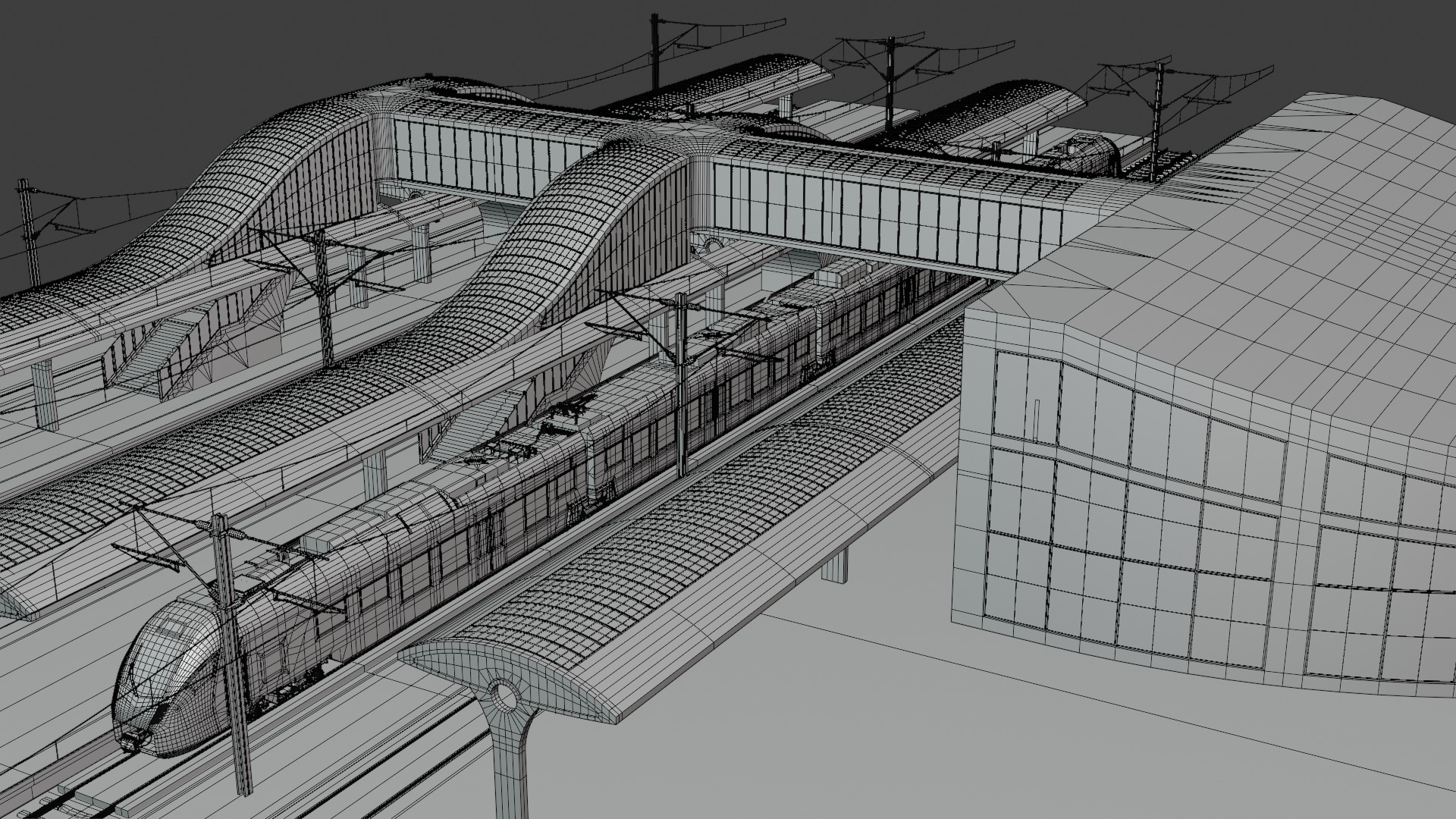 Station with Stadler Flirt II 3D model_6