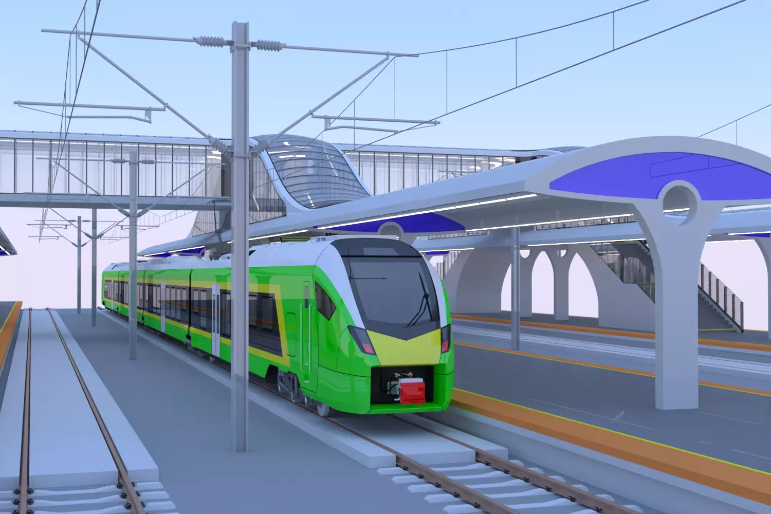 Station with Stadler Flirt II 3D model_0
