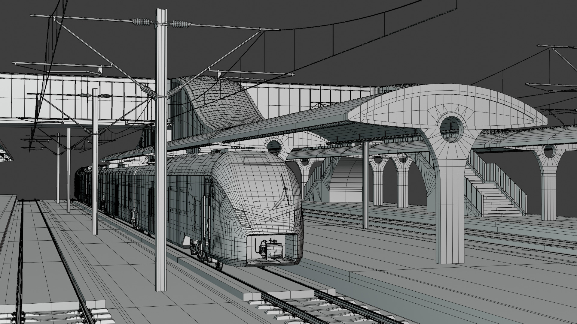 Station with Stadler Flirt II 3D model_1
