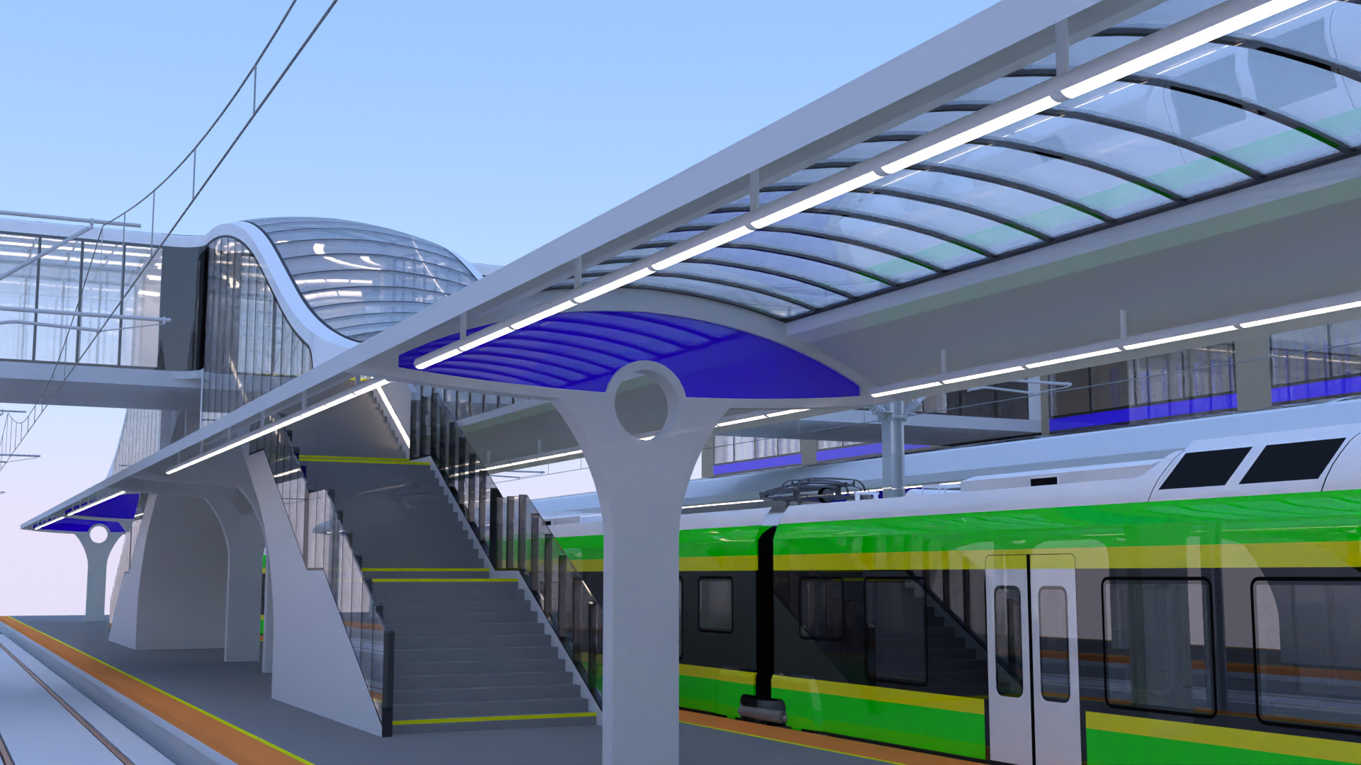 Station with Stadler Flirt II 3D model_9