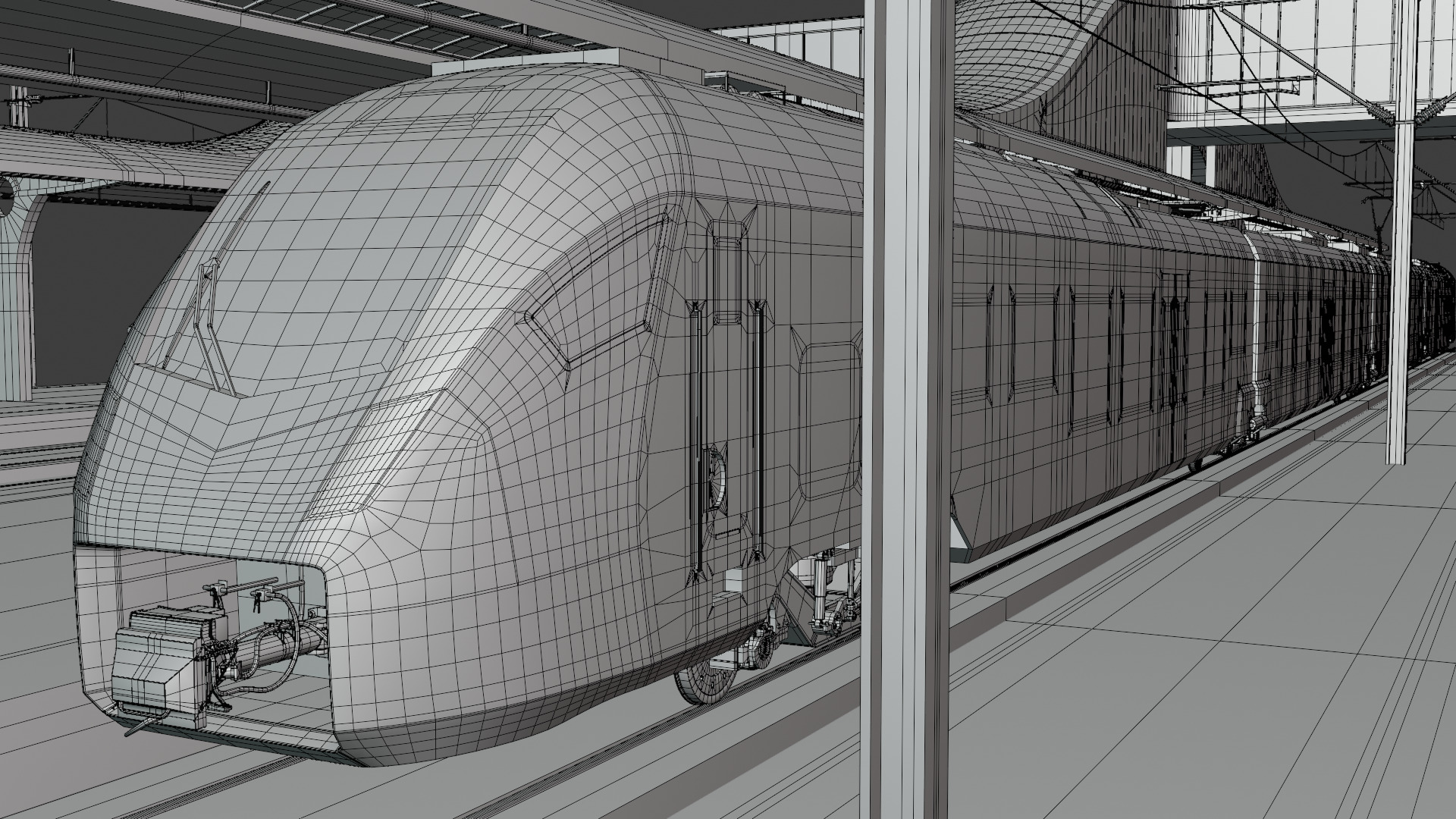 Station with Stadler Flirt II 3D model_4