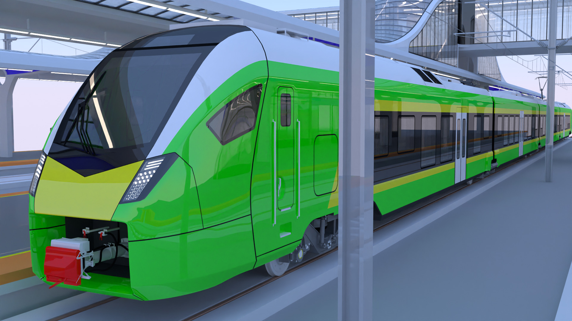 Station with Stadler Flirt II 3D model_3