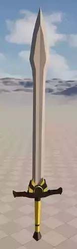Ultra low poly metallic slayer fantasy sword game-ready asset