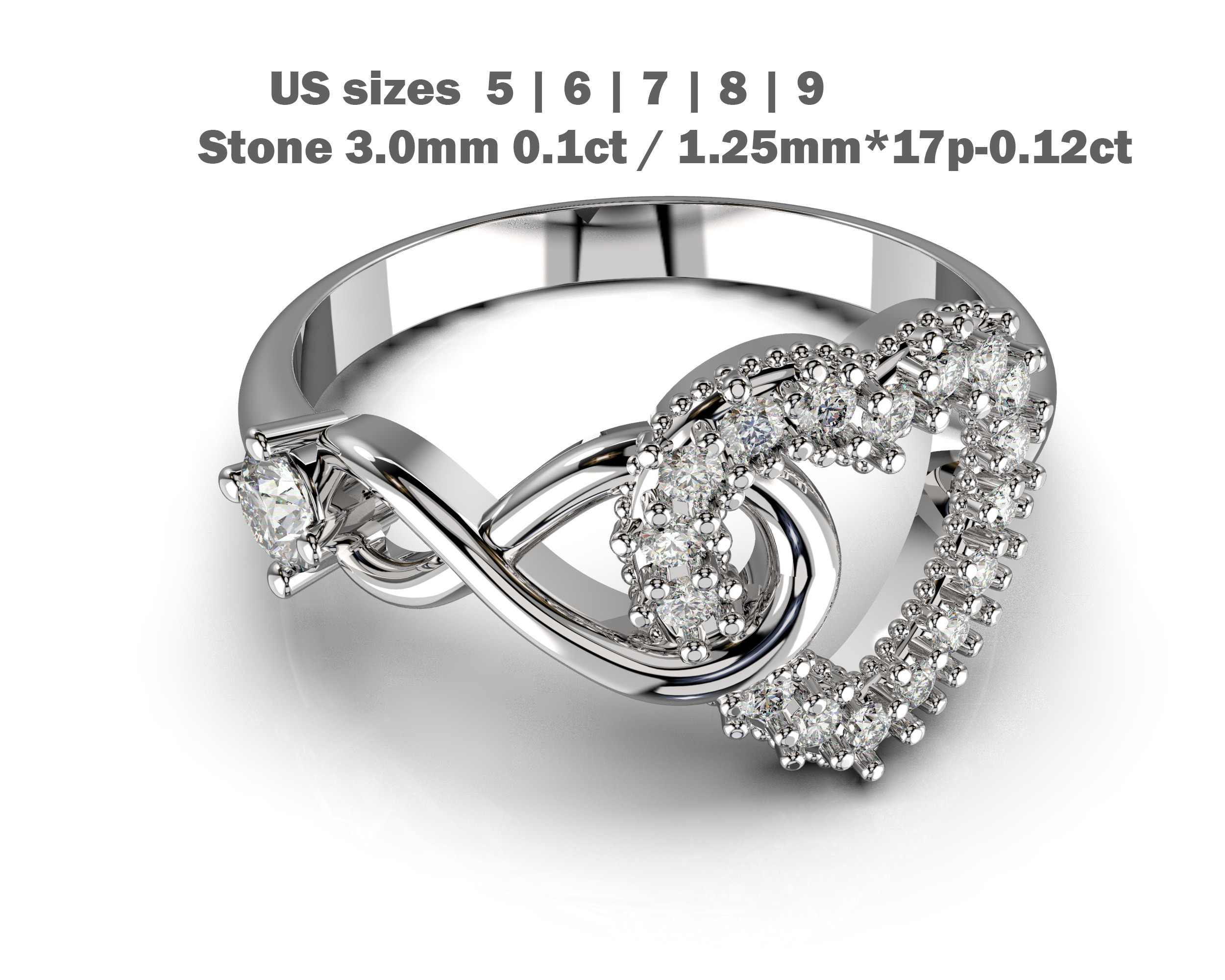 3D printable model ring heart and infinity- STL for 3d printing 3D print model_1